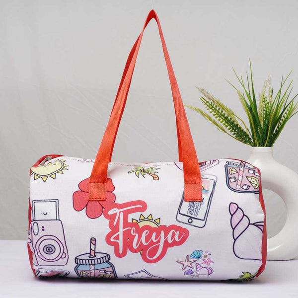 Personalised Red Printed Kids Duffle Bag